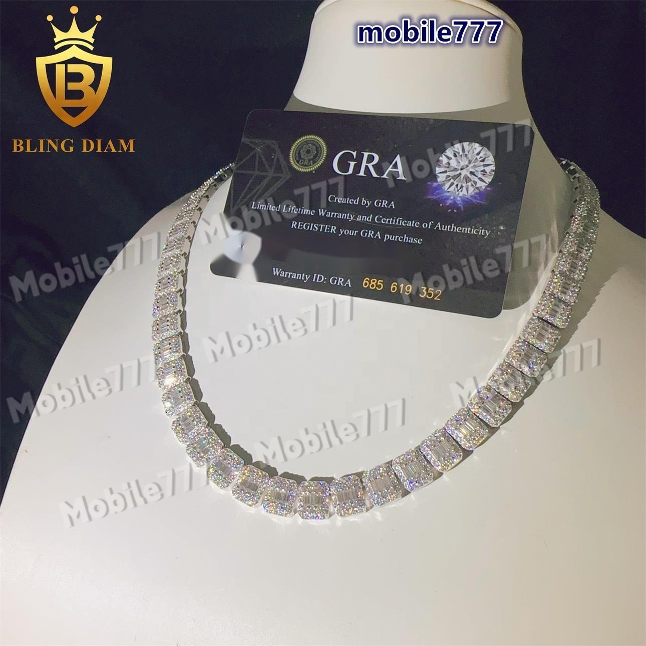 9mm Hip Hop Jewelry Iced Out Moissanite Diamond Sterling Silver 925 Cuban Link Chain Lab Grow Diamond Necklace