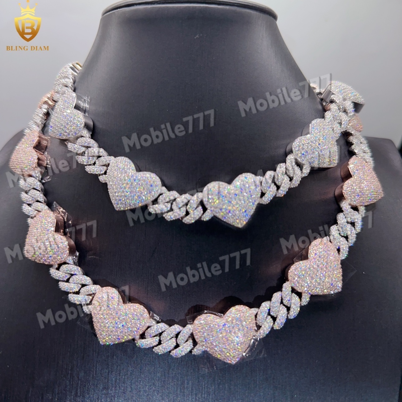 High Quality Fine Jewelry D Color VVS Moissanite Diamond High Quality Iced Out Buss Down Necklace Miami Cuban Link Chain