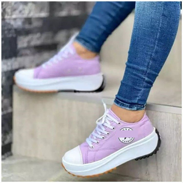 Women Black White Classic Star Logo Platform Sneakers, Lace-up Low-top Canvas Thick Sole Casual Streetwear Shoes