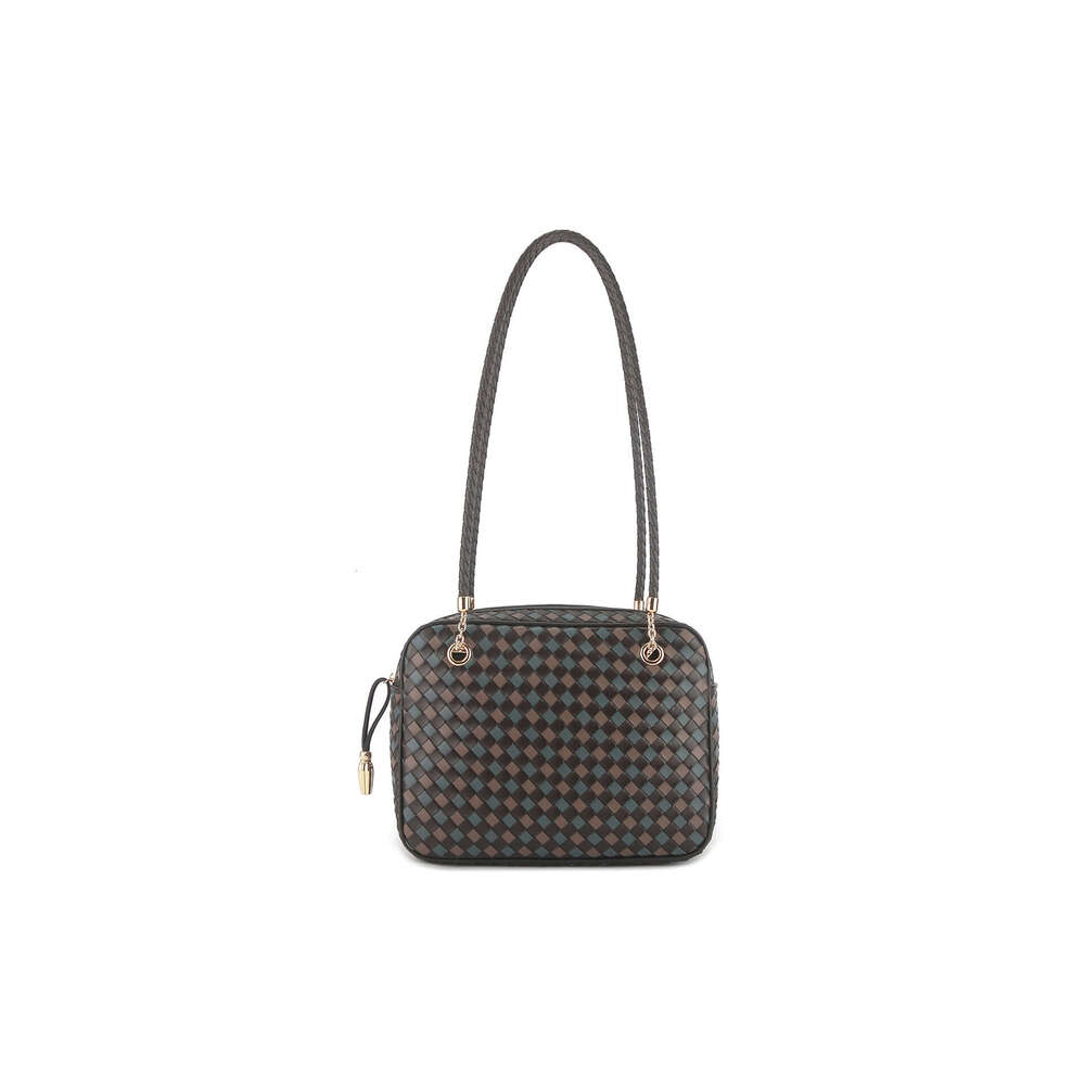 New Woven Shoulder Bag Double Layer Sheepskin Leather Vintage Luxury Arc Shape Elegant Handbag Advanced Tofu Bag For Women SENYY