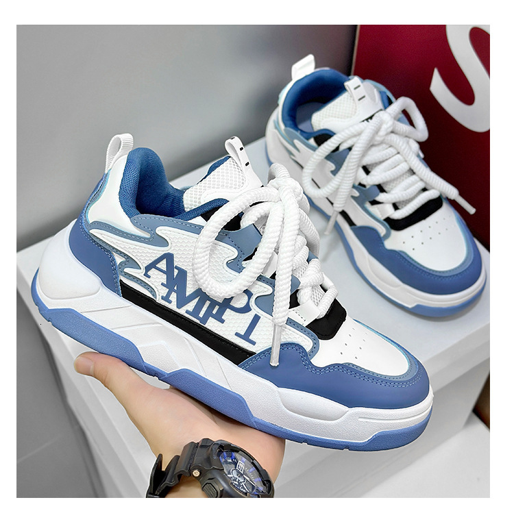 Men's New Versatile Sports Casual Sneakers Hot Trend Shoes Black and White Chunky Sneakers Trendy Letter Print Casual Dad Shoes