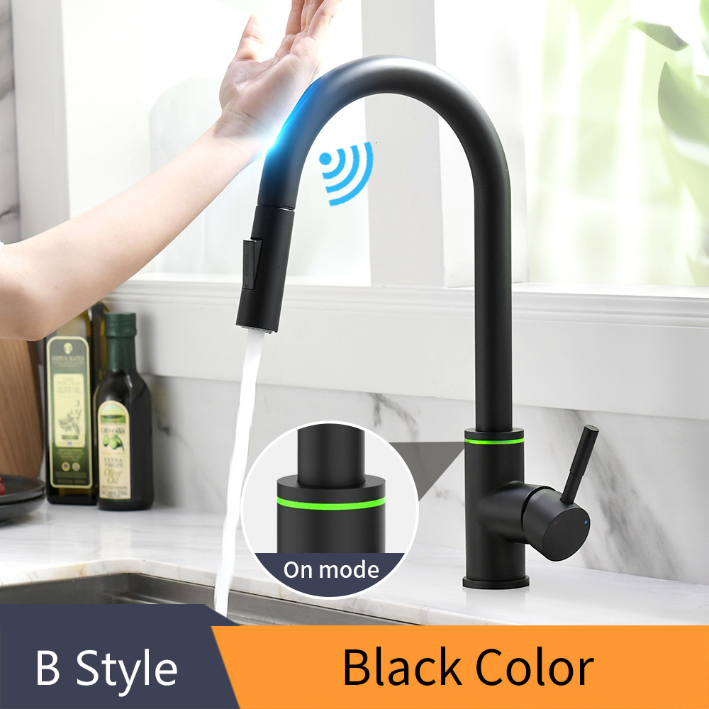 Touch Control Sensor Faucet Kitchen Pull-out Hot and Cold Water Faucet Universal Retractable Sink Vegetable Washing Basin Faucet240929