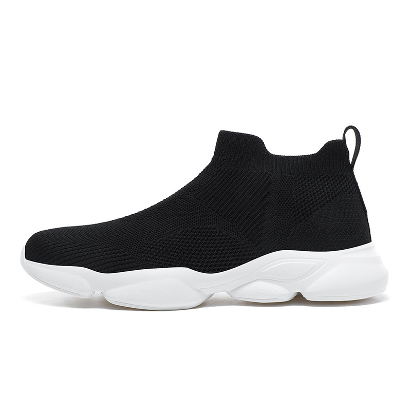 Free shipping Men comfortable and trendy soft soled sports and leisure shoes men thick soled height Cushioned black white