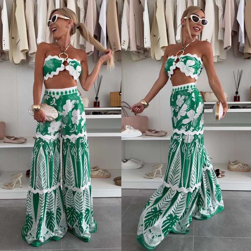 Summer Casual Linen Lace Beach Pants Set Women European American Fashion Sexy Vacation Streetwear Two Piece Outfits MAKOUFEI