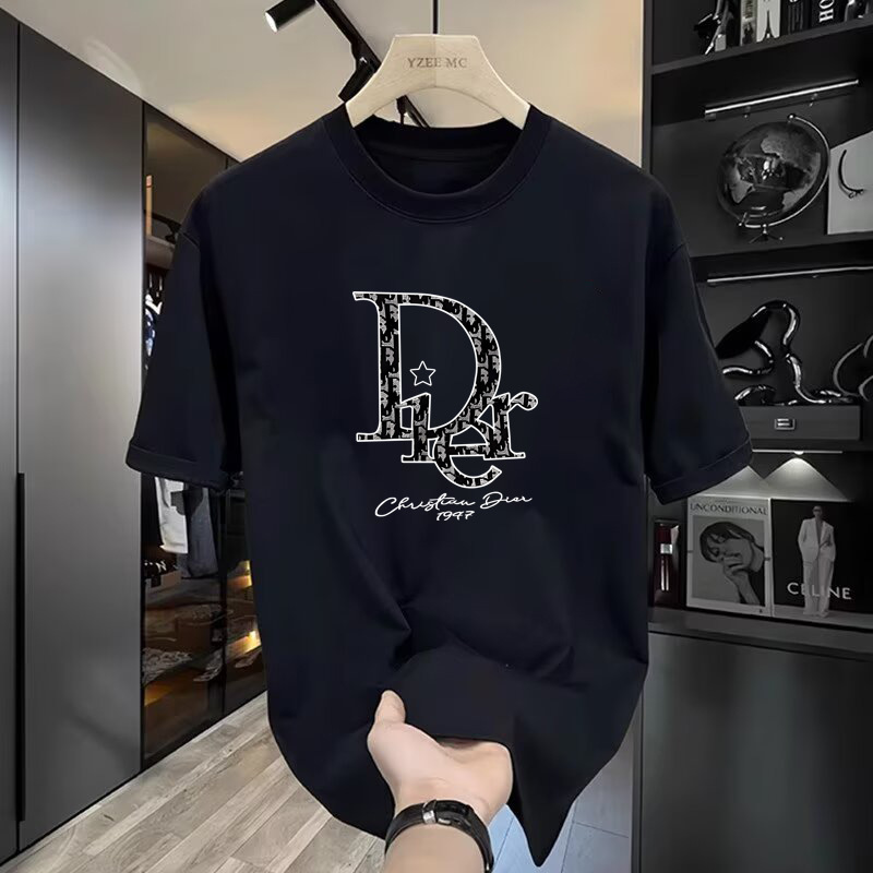Bestselling new light luxury men's short sleeved T-shirt 2026 summer fashion printed design casual versatile loose top free shipping large size s