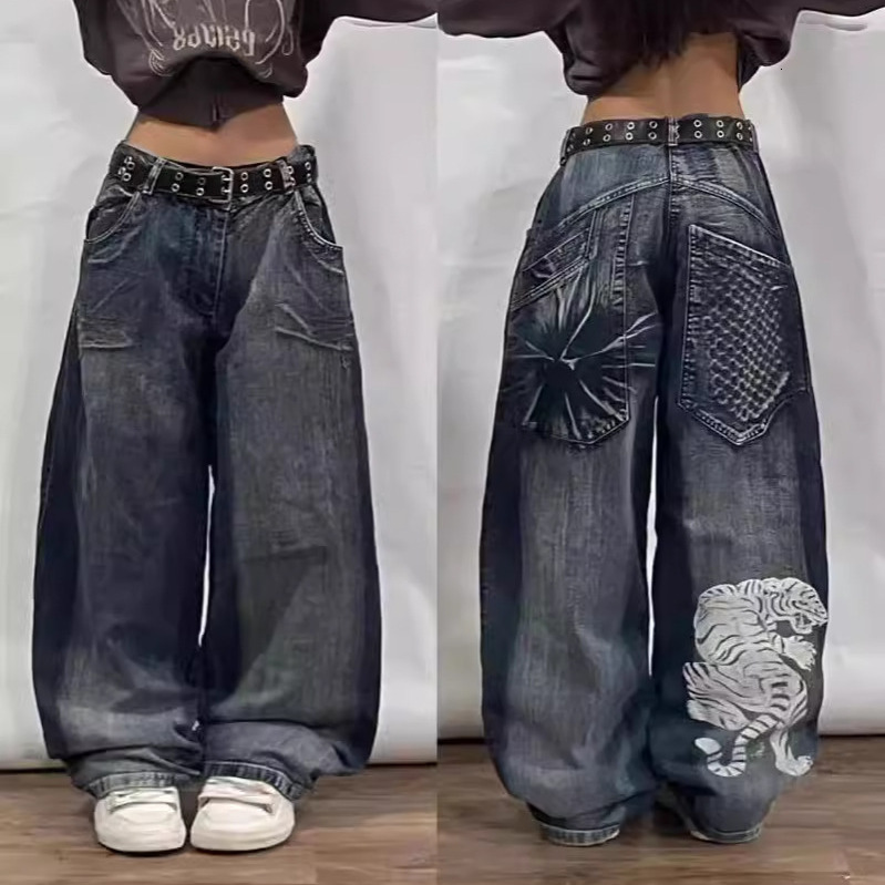 Street Hip-hop Rock Designer Loose Jeans Luxury Fashion Men Retro Print Gothic Harajuku Y2K Men's Casual Sports Pants Casual Pants Essential Basi