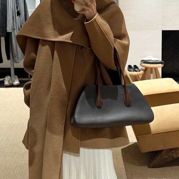 R O W Alger Saddle Bag Minimalist Genuine Leather Shoulder Bag Long Handle Underarm Bag Commute Tote Handbag For Women SENYY
