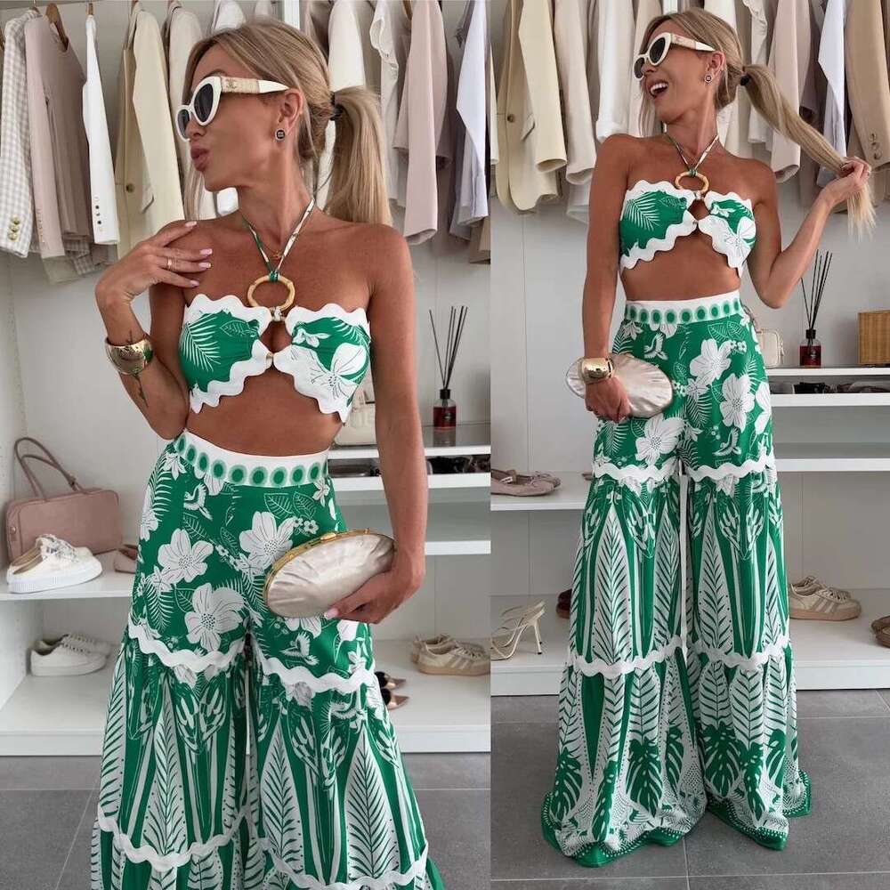 Summer Casual Linen Lace Beach Pants Set Women European American Fashion Sexy Vacation Streetwear Two Piece Outfits MAKOUFEI