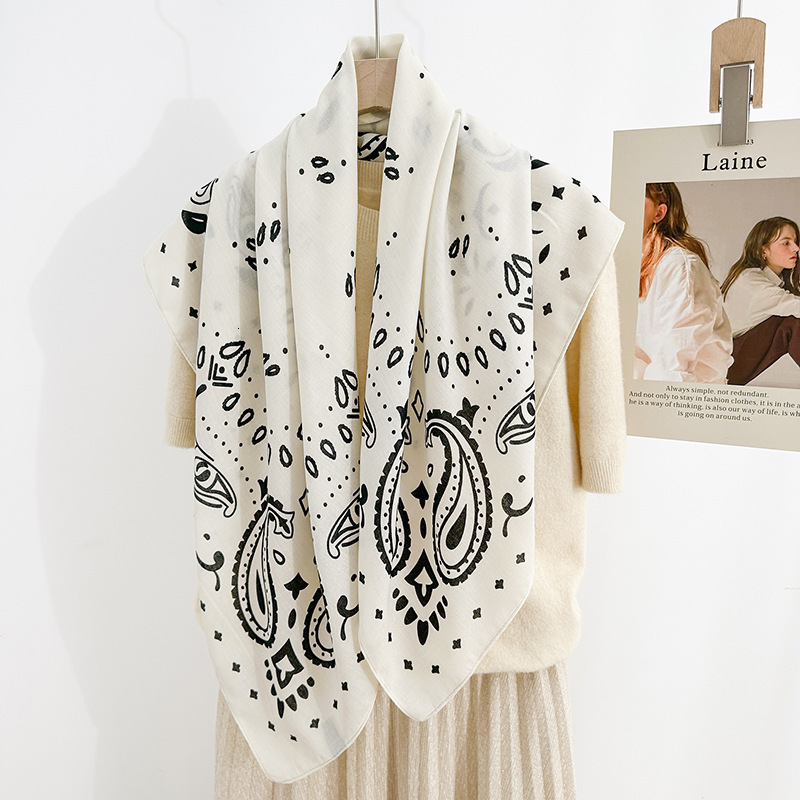 Fashion Paisley Printed Tassel Square Scarf Women All-match Soft Shawl Accessory 2026 Spring Lady Commute Casual Bandana 260318
