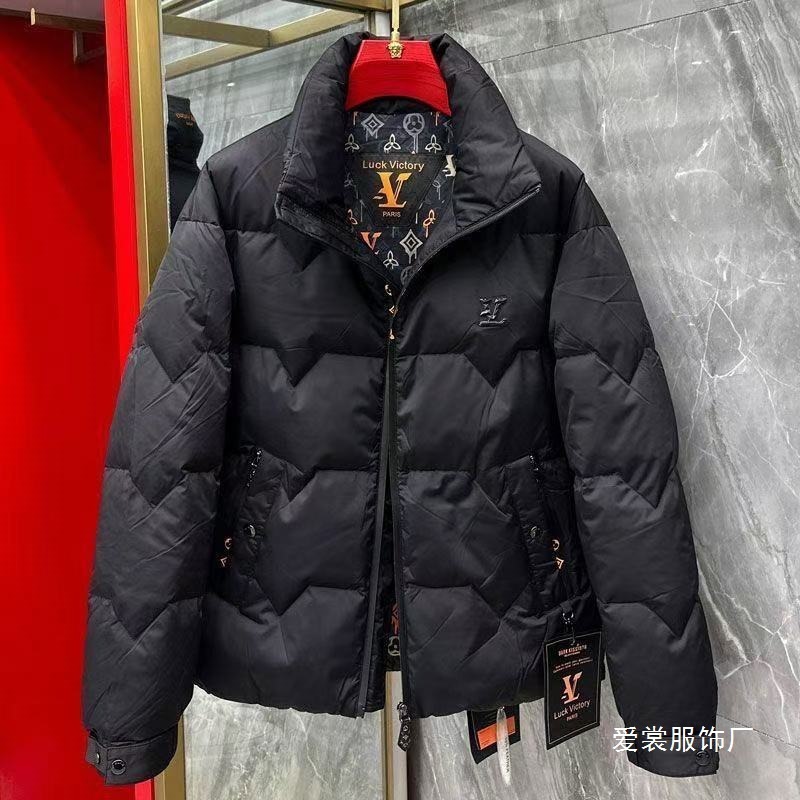 2026 New Style Men's Luxury Trendy Fashion Notched Collar Down Jacket For Young Trendy Casual Wear Thick Letter Patterned White Duck Down Coat - view 4