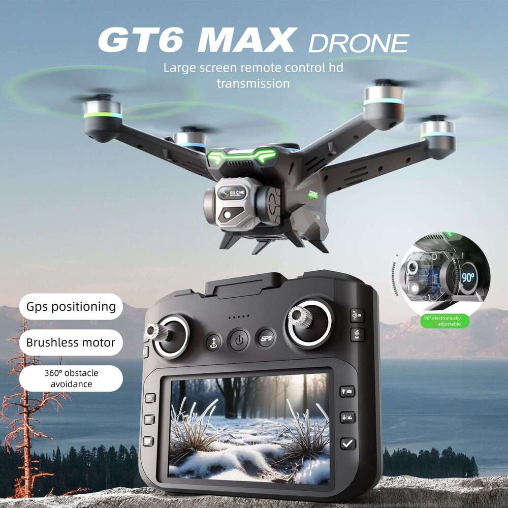 GT6 GPS RC Drone HD Aerial Photography Auto Return Home Brushless Motor 5.64 Inch Large Screen Long Flight Quadcopter CKS