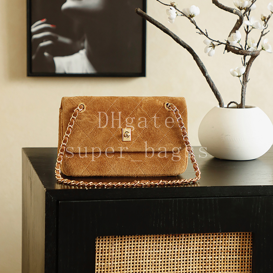 Flap chain bag Professional OEM Quality designer bag 22CM handbag Suede Shoulder Bag Luxury crossbody bag with gift box C089B