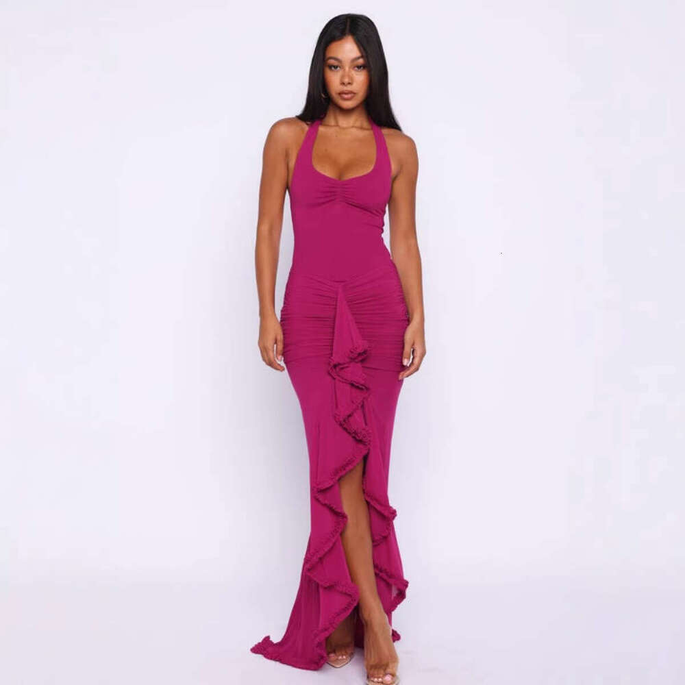 Luxury Lace Patchwork Evening Gown Women Sleeveless Party Dress Lady Foreign Trade Cross-Border Summer European and American Style High-End W