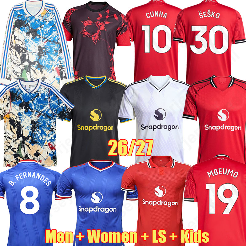 3XL 4XL ManUniteds 26 27 AMAD CASEMIRO MOUNT soccer jerseyS MAINOO MAZRAOUI Pre Match 2026 B. FERNANDES MUTDES Stone Roses Lifestyle football shirt kit kids 778