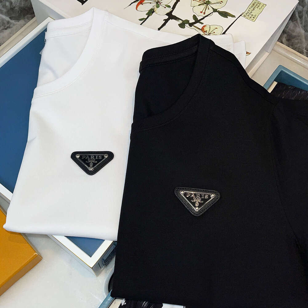 Trendy Brand New Short-Sleeve T-Shirt For Men, High-End European Luxury Men's Clothing, Mercerized Cotton, Slim Fit, Round Neck, Versatile Half-S