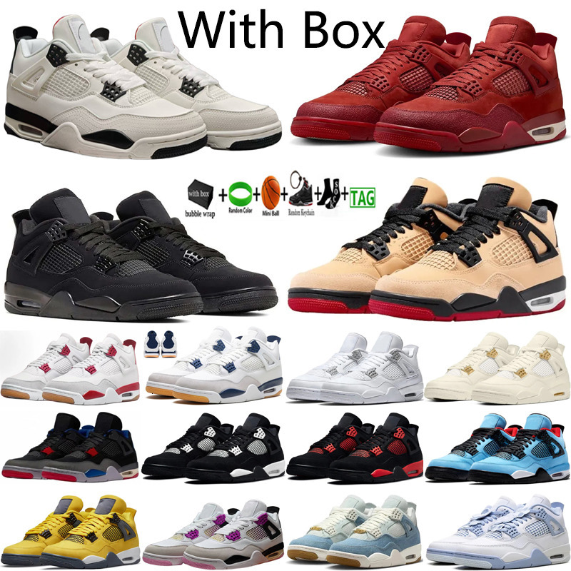 2026 Designer New basketball shoes 4 Black Cat Worn Blue White Cement Black Meatllic Black Cool Grey Concerd Flu Game mens sneakers womens runner trai