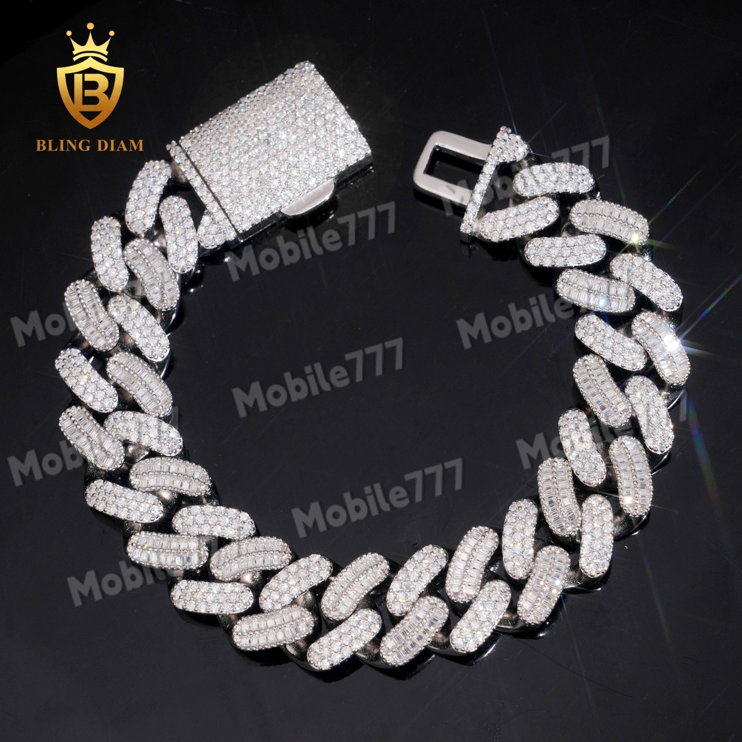 New Arrival Hip Hop Jewelry Cuban Link for Men 16mm VVS1 Iced Out Moissanite Diamond 925 Silver Cuban Link Chain High Quality