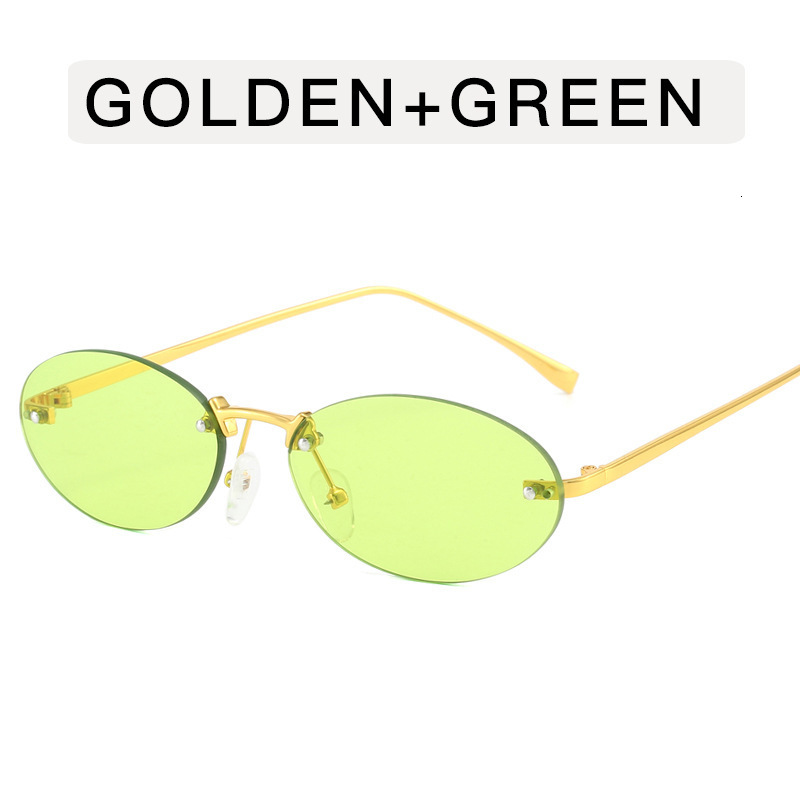 Rimless Sunglasses Women Metal Frame Glasses Chic Eye Sun Glasses Ocean Film Shades Framelss Oval Eyewear 260104