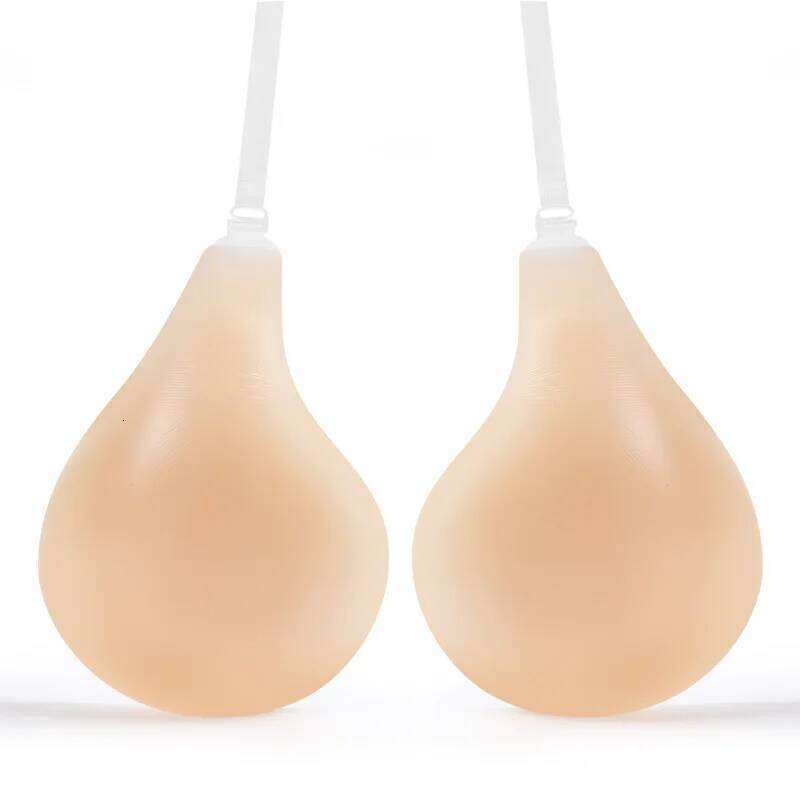 Spoon shaped lifting bra with shoulder straps for anti sagging, invisible and seamless gathering, silicone chest patch