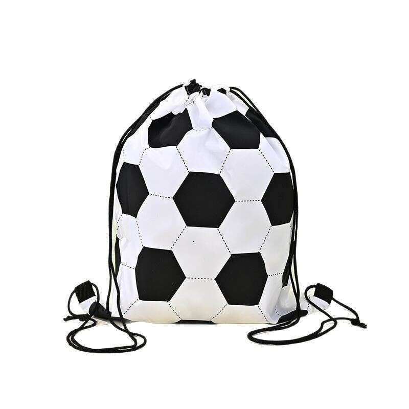 Bestseller black and white football storage bag, polyester drawstring backpack