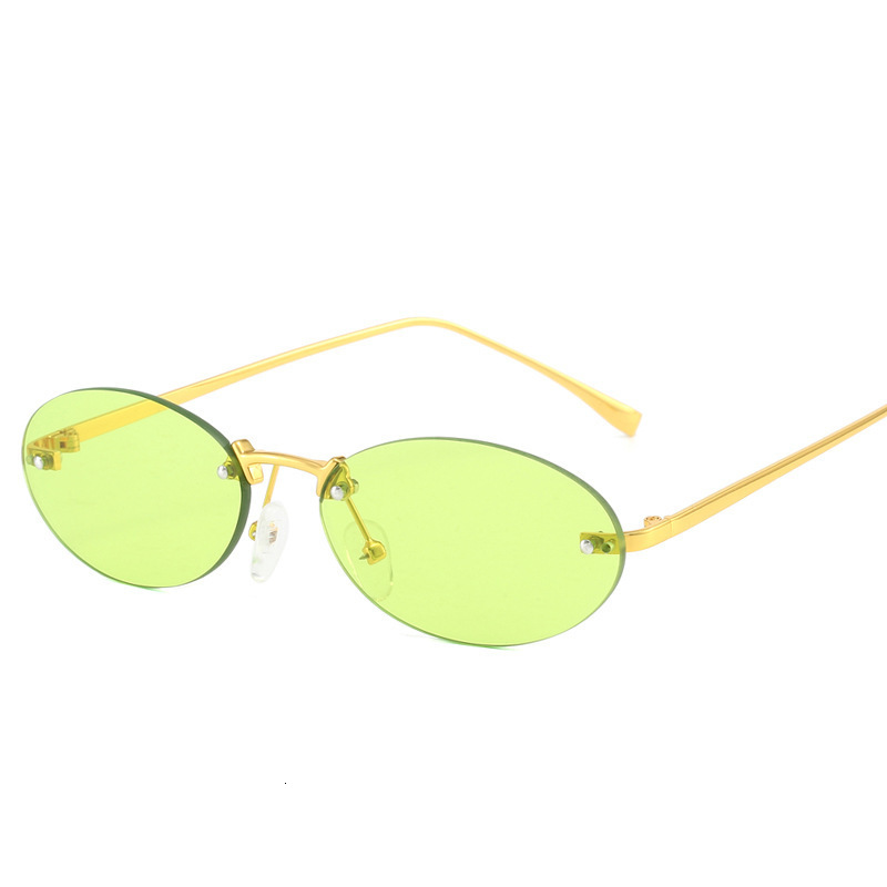 Rimless Sunglasses Women Metal Frame Glasses Chic Eye Sun Glasses Ocean Film Shades Framelss Oval Eyewear 260104