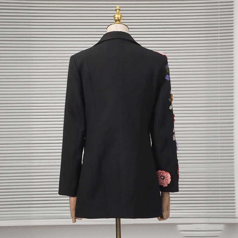 Autumn New Heavy Embroidery 3D Floral Suit Women Slim Fit Long Sleeve Jacket Elegant Korean Style Fashion Office Lady Outwear In Stock MAKOUFEI