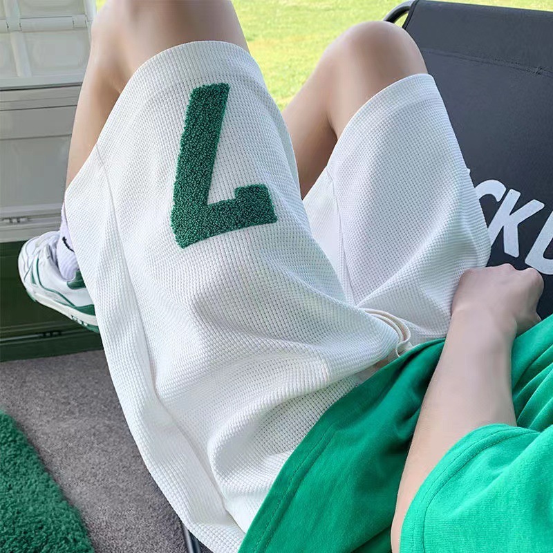 American Retro Waffle Luxury Shorts For Men Sports Shorts For Summer Niche Design Casual And Versatile Sanitary Pants Outdoor Casual Loose Straight Le
