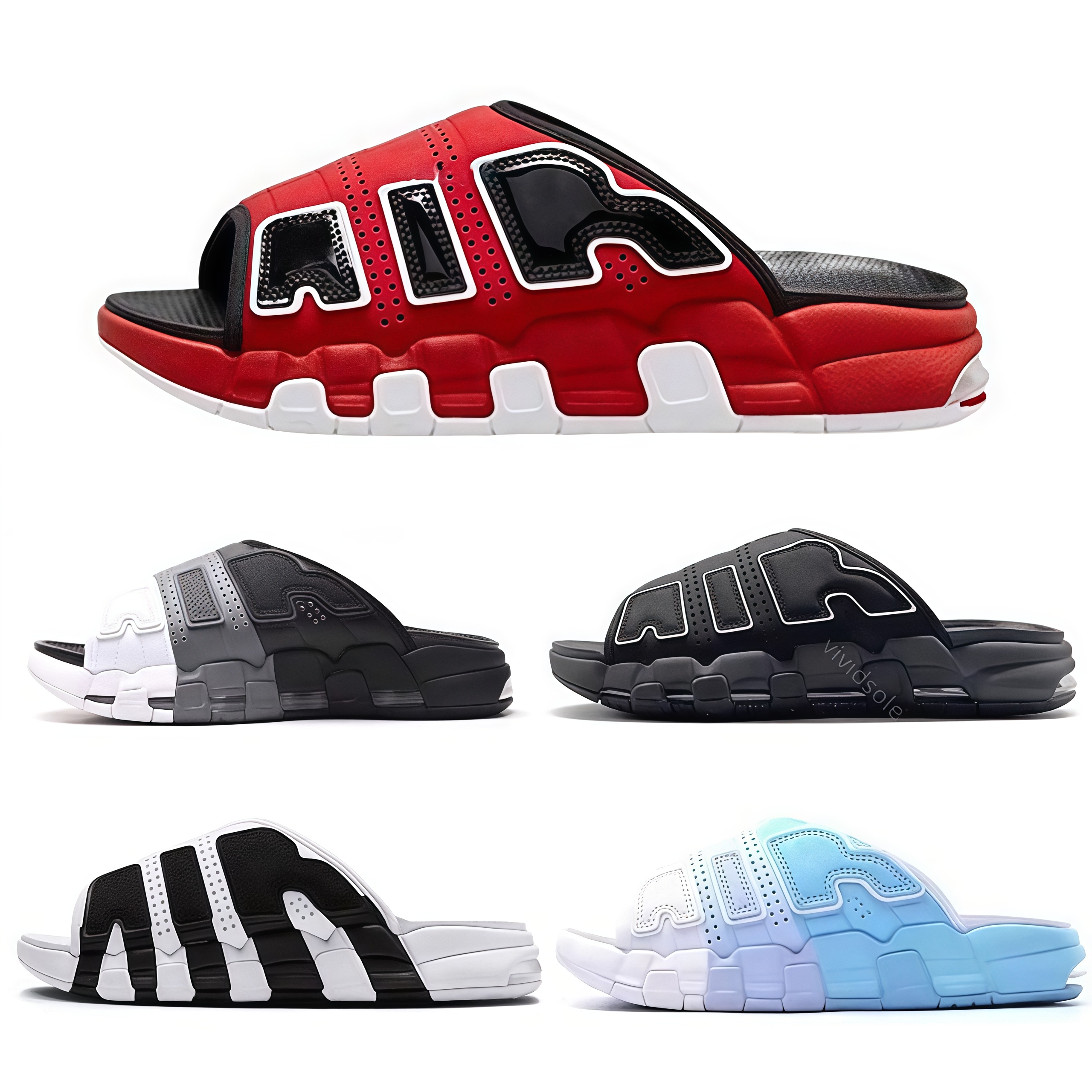 Pippen Sandals Slides More Men Women Slippers Black White Red Sports Runners Slipper Scottie Pippens Sandles Mens Designer Casual Fur Sliders