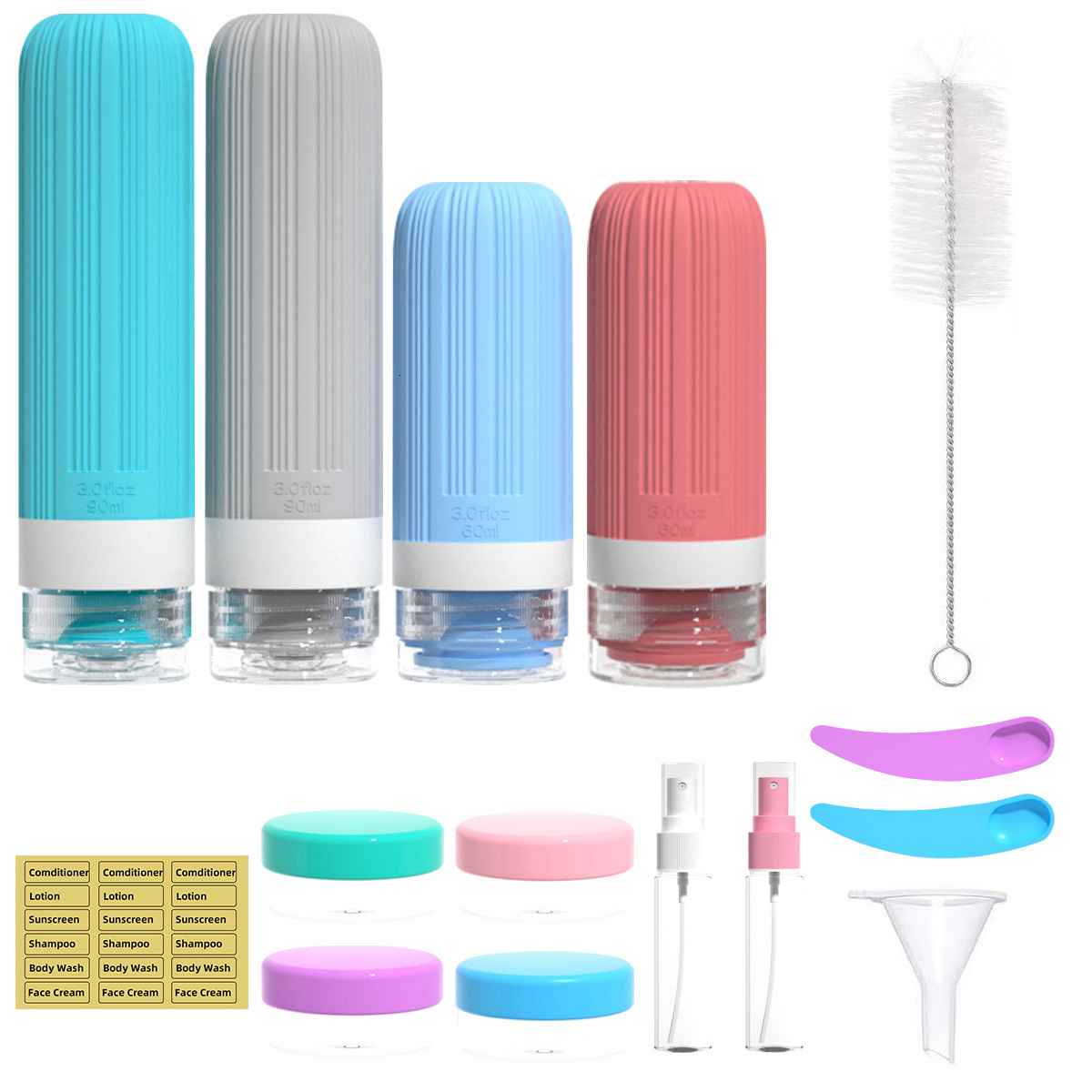 New set of silicone split bottle shampoo and shower gel storage bottle portable travel sample