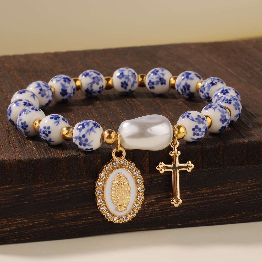 (Handmade, The Pattern And Shape May Vary) Cross Bralets For Women Men What Would Jesus Do Ramics Beads Bangles Faith Christian Bralts Spring Summer L