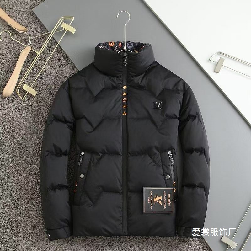 2026 New Style Men's Luxury Trendy Fashion Notched Collar Down Jacket For Young Trendy Casual Wear Thick Letter Patterned White Duck Down Coat - view 3