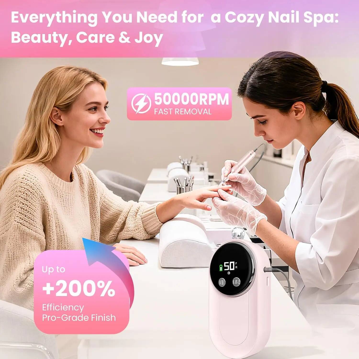 50000Rpm Professional Electric Drill Rechargeable Polisher With LCD Screen Suitable For Gel Polish Nail File Manicure Tool Fast Shipping X260420 - view 4