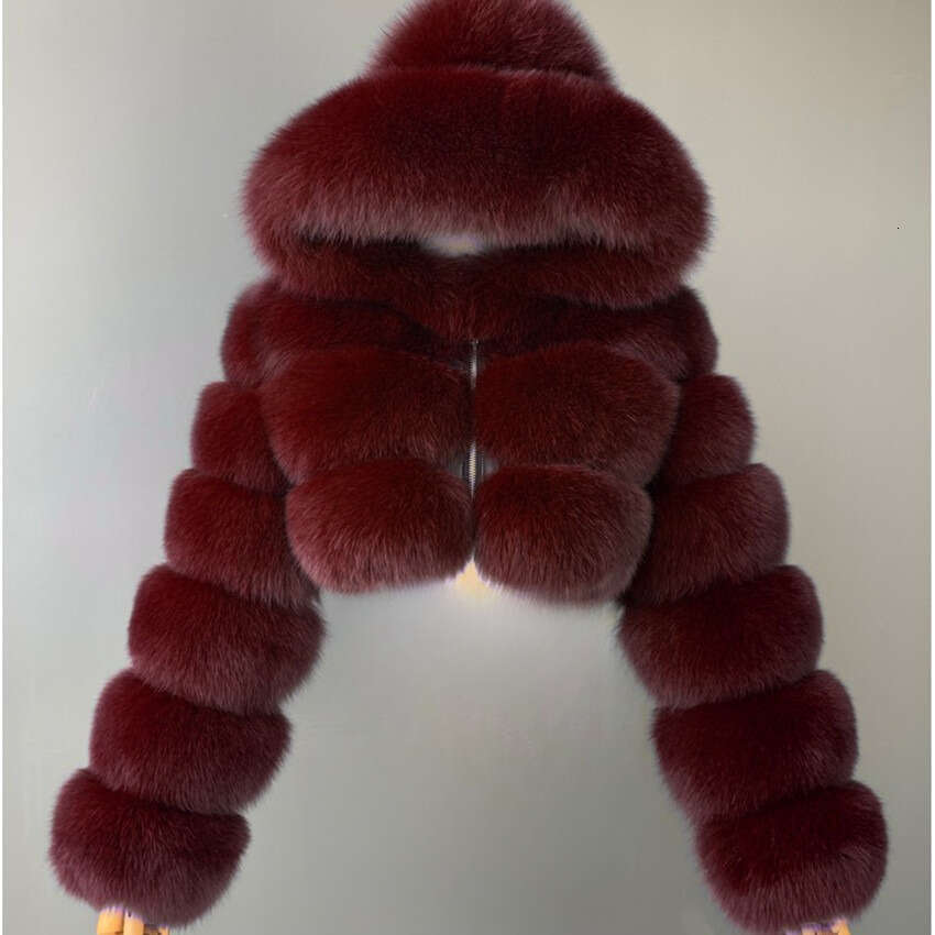 Women Faux Fox Fur Coat Short Hooded Colorful Warm Plus Size Winter Fashion Thick Outwear Cross Border Hot Seller MAKOUFEI