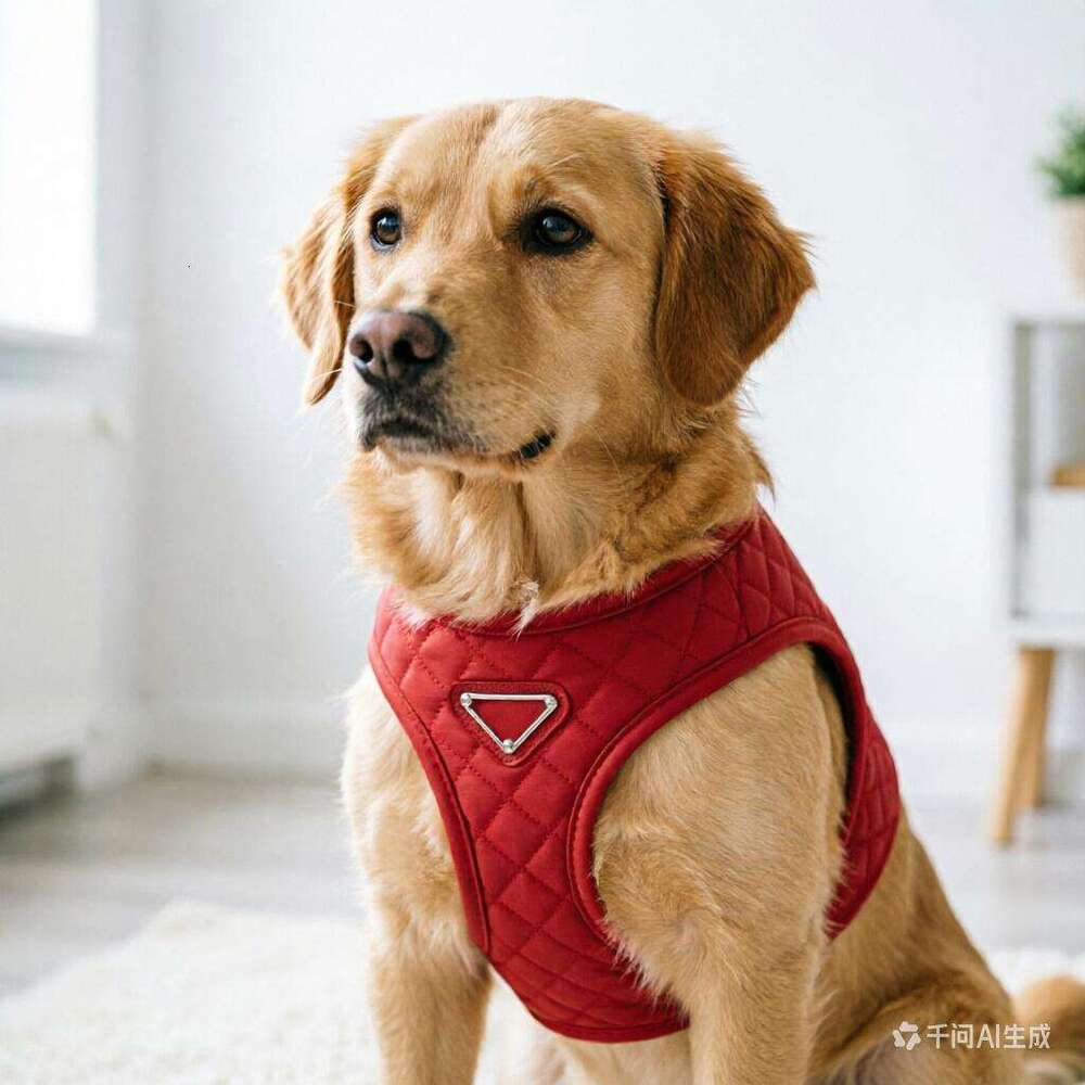 Designer Leash Set, Adjustable PU Leather Step-in Dog Harness with Classic Letter Pattern