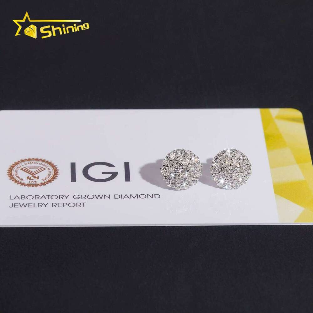 Wholesale Price Luxury 11mm S925 Sterling Silver Fine Jewelry Lab Grown Diamond Stud Earrings - view 4