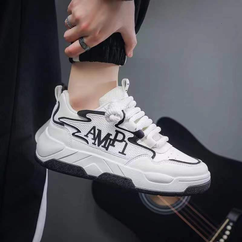 Men's New Versatile Sports Casual Sneakers Hot Trend Shoes Black and White Chunky Sneakers Trendy Letter Print Casual Dad Shoes