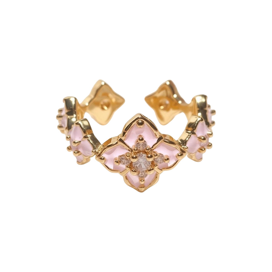 Four-leaf flower inlaid with zircon open ring, light luxury high-end feel, versatile and exquisite finger ring for women - view 9