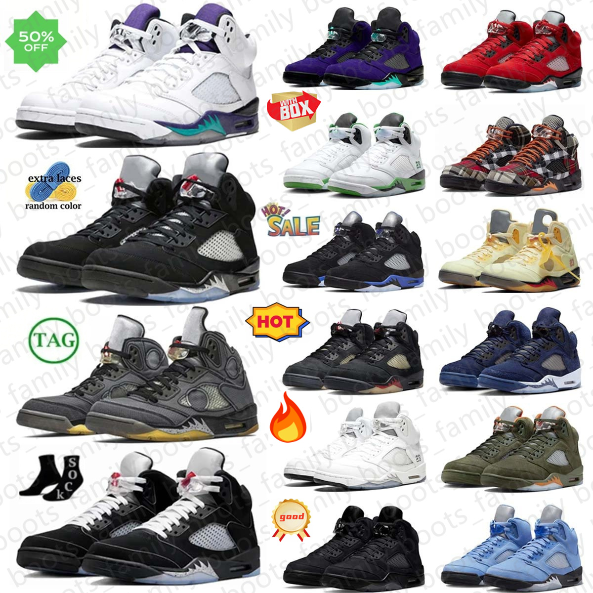 basketball shoes 5s sneakers 5 White Metallic Wolf Grey Medium Soft Pink Fire Red Black Tongue Grape Black Metallic Reimagined White Metallic Awake Black Green Bean