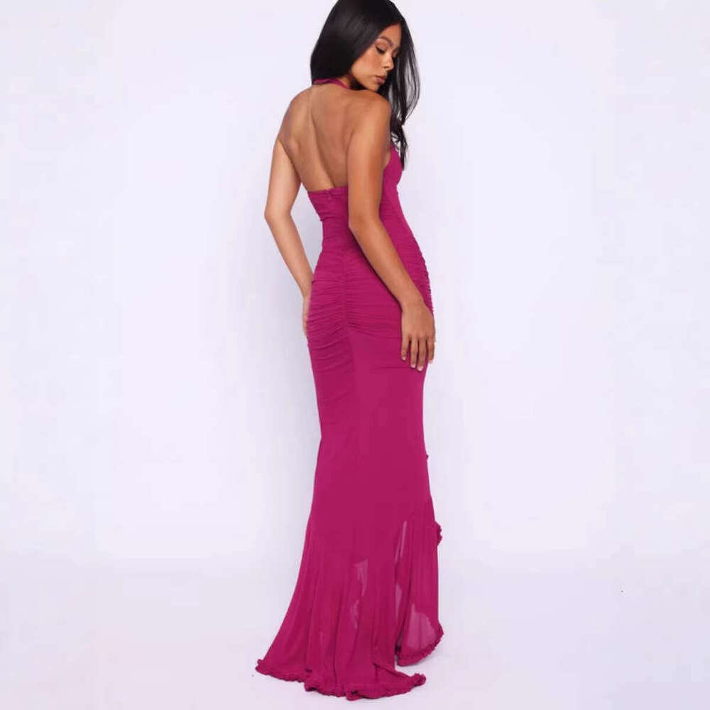 Luxury Lace Patchwork Evening Gown Women Sleeveless Party Dress Lady Foreign Trade Cross-Border Summer European and American Style High-End W
