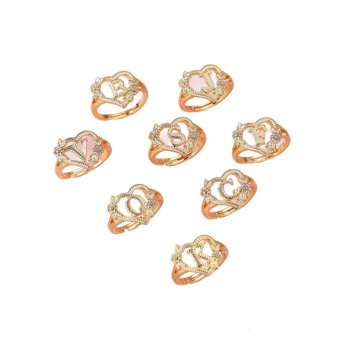 Qitian Gold Initials Heart Letter Ring For Women Fashion Hip Hop Jewelry Personalized Adjustable Letter Rings Mothers Day Gifts 251217