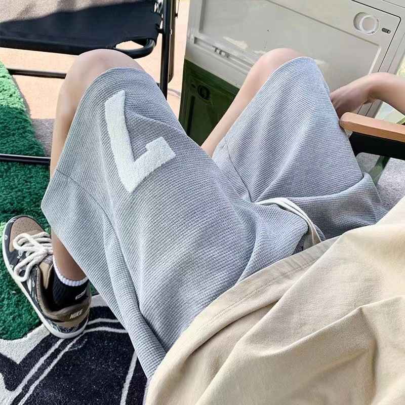 American Retro Waffle Luxury Shorts For Men Sports Shorts For Summer Niche Design Casual And Versatile Sanitary Pants Outdoor Casual Loose Straight Le