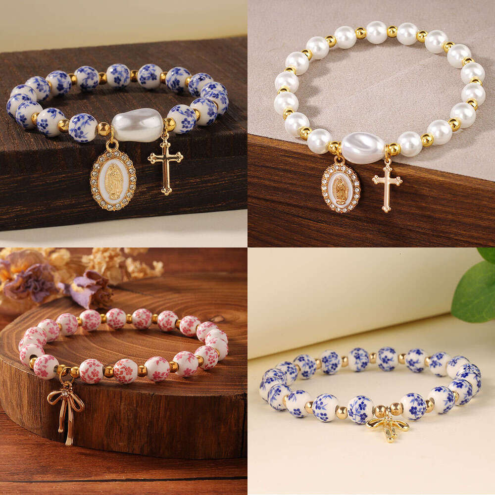 (Handmade, The Pattern And Shape May Vary) Cross Bralets For Women Men What Would Jesus Do Ramics Beads Bangles Faith Christian Bralts Spring Summer L