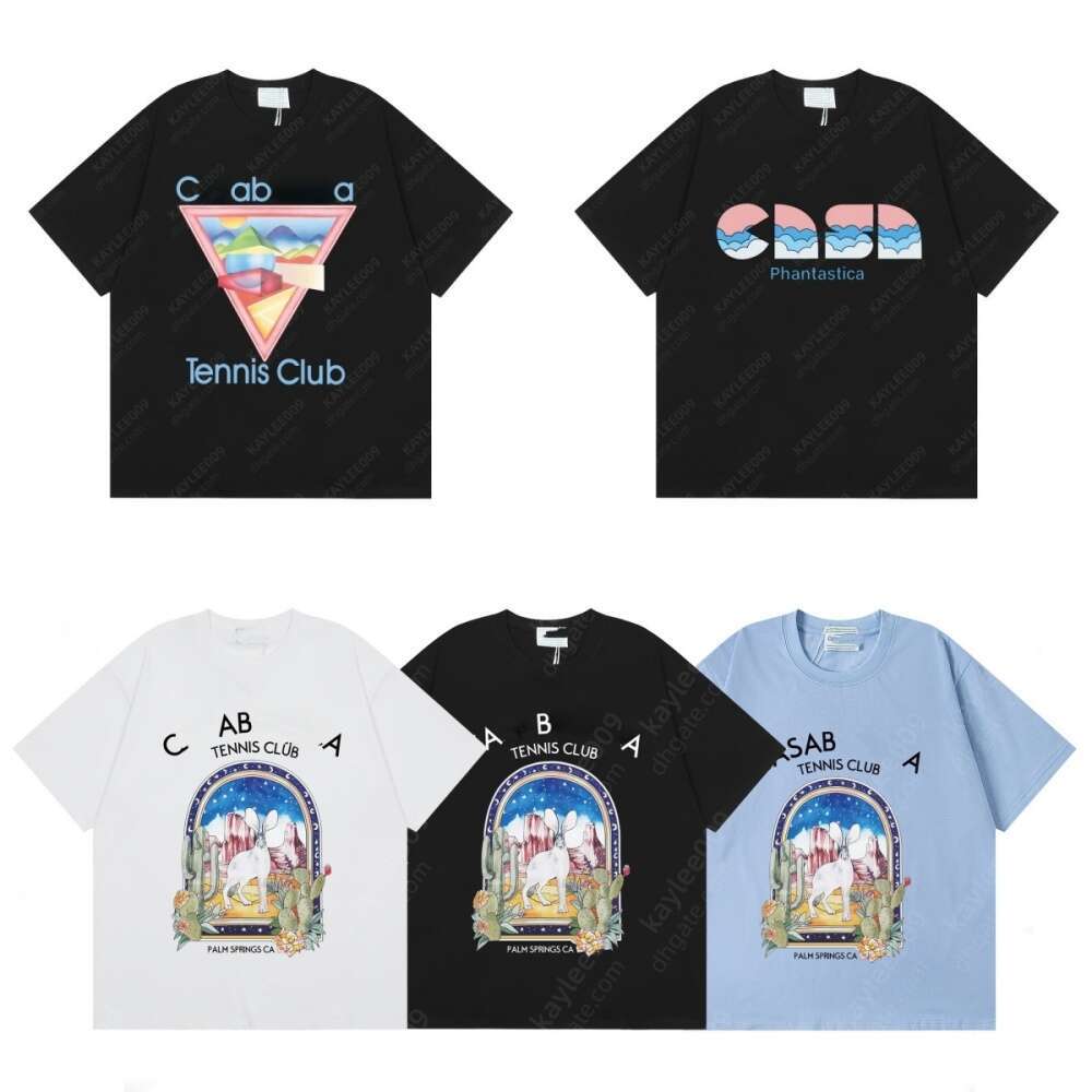 casablancamen set Summer t shirt men designer loose cotton graphic tee mens designer clothes brand shirts womens Leisure round neck tshirt Lovers clothing 764