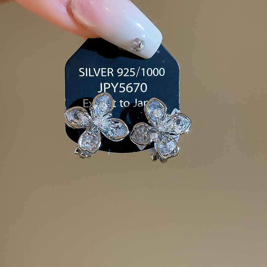 18k real gold plated silver needle zircon flower pearl niche high-end earrings, light luxury and elegant women's earrings - view 9