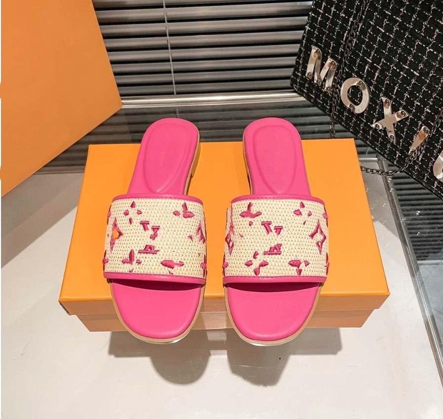 Designer sandals, woven flat shoes, embroidered slides, comfortable and casual for daily use, slippers, metal designer sandals, women, luxury sandals Size 35-42