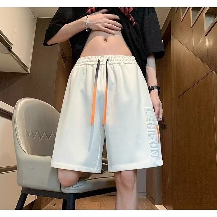 Ice Silk Breathable Luxury Shorts For Men's Summer Home Leisure Trend Brand Letter Embossed Five Point Casual Beach Pants For Men's And Teen
