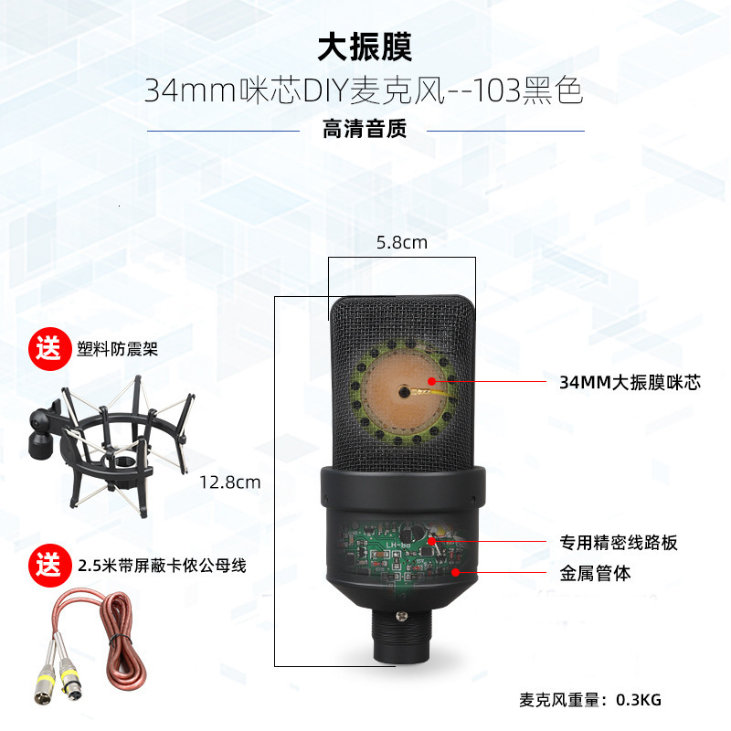 Microphones Professional Condenser Microphone Studio For PC Laptop Computer Mic Karaoke Singing Streaming Wired Mikrofon Mike Sound Microphn 221114