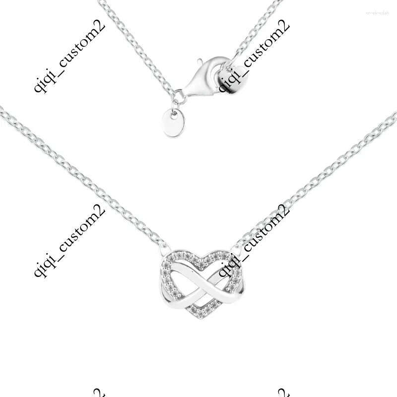 Pendants 925 Sterling Silver Pendant Necklaces Sparkling Infinity Heart Collier Necklace For Women Jewelry DIY