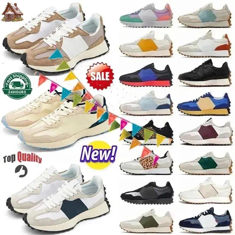 2025 New Running Shoes For Mens Womens Designer 327 Athletic Trainers Leopard Sea Salt Suede Oxford Beige Black White Grey Outdoors Sports Gym Sneakers1