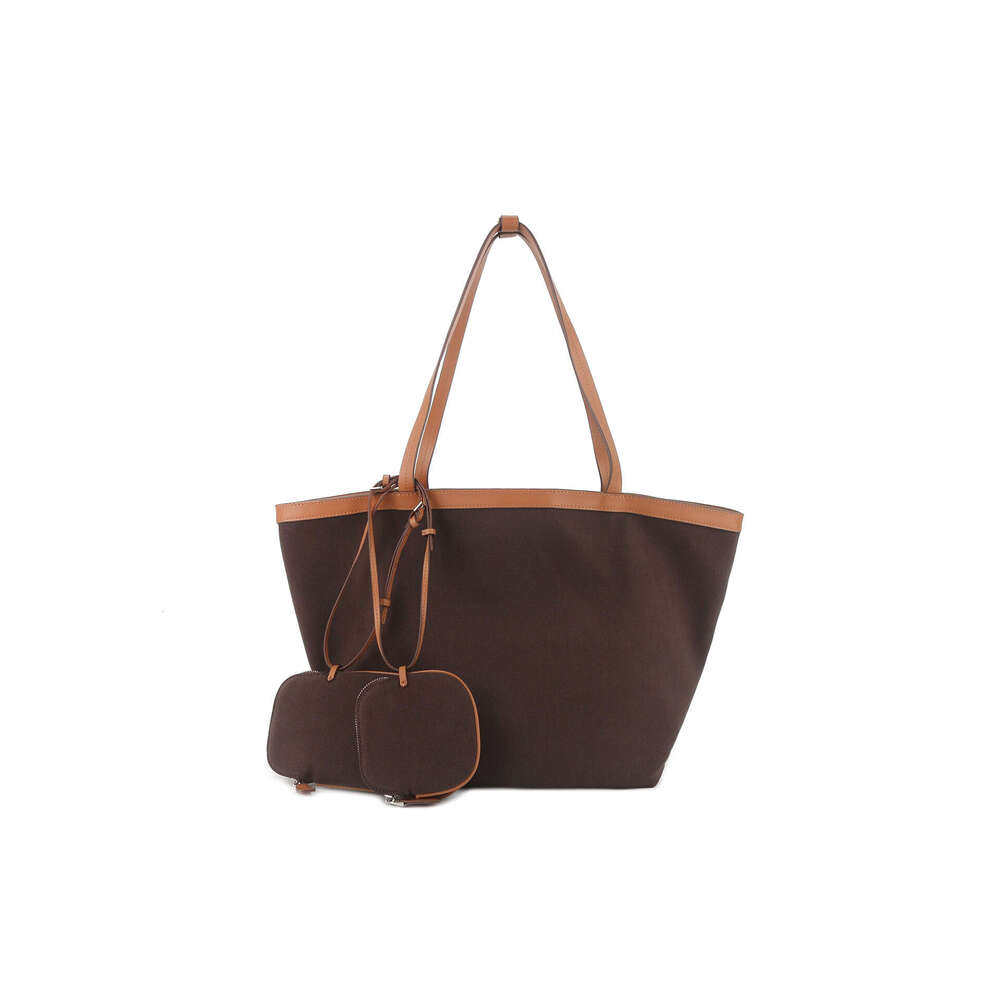New Reversible Tote Bag Canvas Splice Cowhide Contrast Color Underarm Bucket Bag Large Capacity Commute Handbag Shoulder Bag For Women SENYY